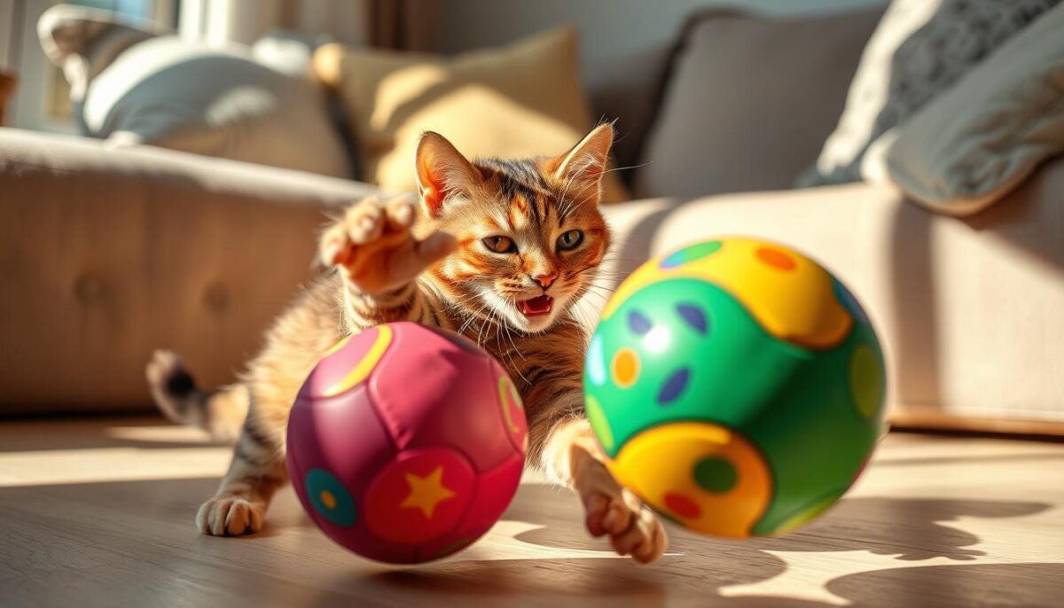 cat playing with ball toy